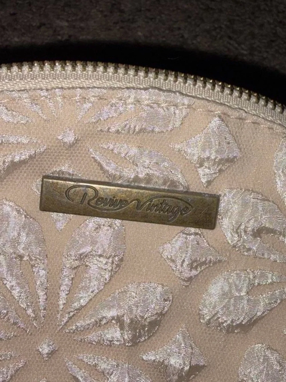 Neutral Embossed Floral Cosmetic Pouch - Cream